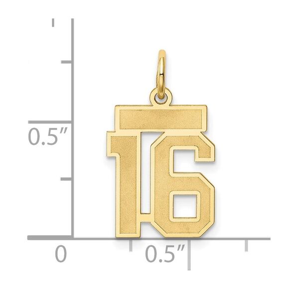 14k Yellow Gold, Jersey Collection, Small Number 16 Pendant - Picture 4 of 5